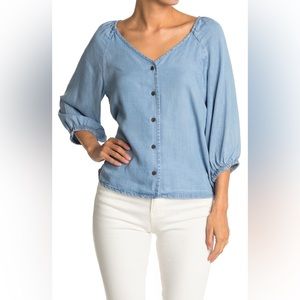 Raglan Sleeve Chambray Blouse